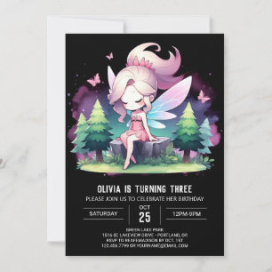 Invitation Anniversaire moderne Pastel Fairy