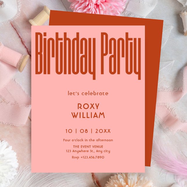 Invitation Anniversaire moderne Retro (Créateur téléchargé)