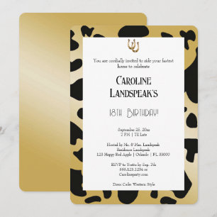 Invitation Anniversaire Moderne Rodeo Noir Or Impr