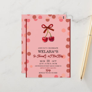 Invitation anniversaire modifiable Cherry 1er anni