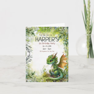 Invitation anniversaire modifiable Dragon 1er anni