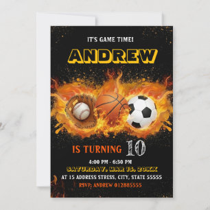 Invitation anniversaire modifiable pour les sports