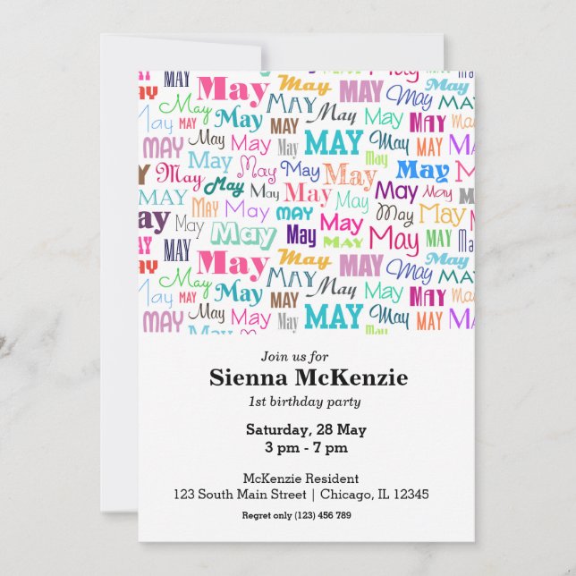 Invitation Anniversaire mois mai (Devant)