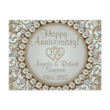 Invitation Anniversaire | Monogramme Gold Heart