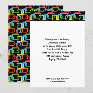 Invitation Anniversaire Motif Rétro Géométrique Mu