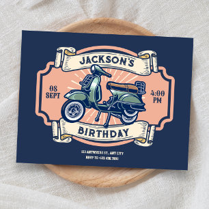 Invitation Anniversaire moto classique vintage rétro