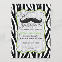 Anniversaire Moustache Zébrée - Noir & Vert Citron