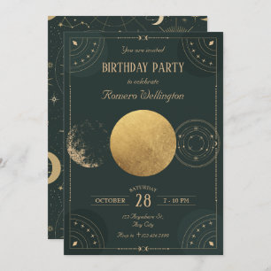Invitation Anniversaire mystique de la Lune céleste verte