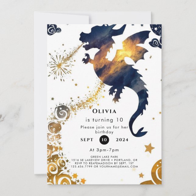 Invitation Anniversaire mystique du dragon de Boho (Devant)