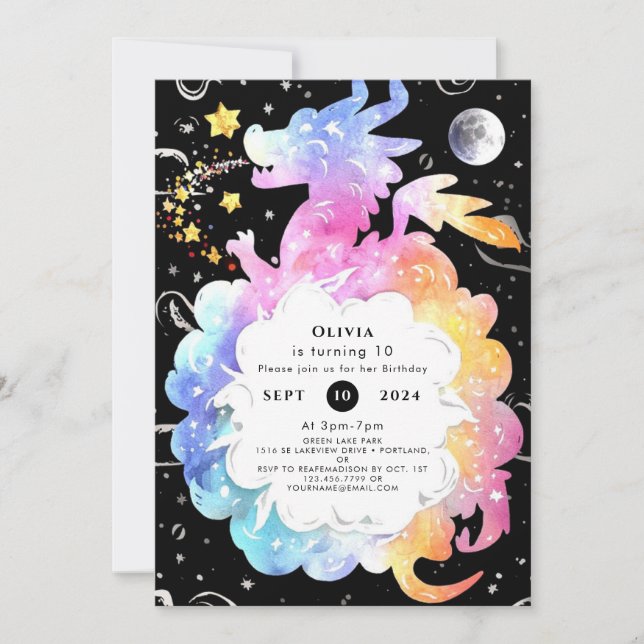 Invitation Anniversaire mystique du dragon de Boho (Devant)