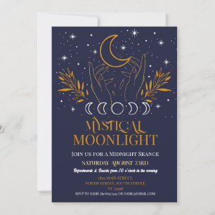Invitation Anniversaire mystique Marine Lune d'or Seance Spir