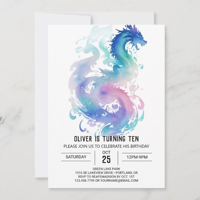 Invitation Anniversaire mythique du Dragon médiéval (Devant)