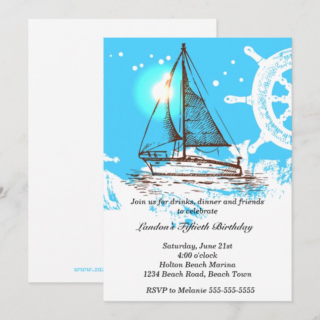 Invitation Anniversaire Nautique (Devant / Derrière)