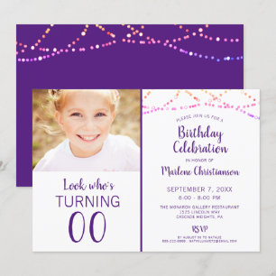 Invitation Anniversaire N'IMPORTE QUEL ÂGE Multi-Couleur Chaî