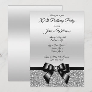 Invitation Anniversaire noir chic de parties scintillantes