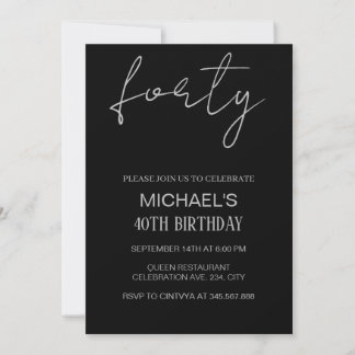 Invitation anniversaire Noir et Argent, noir argen
