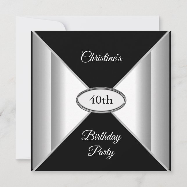 Invitation Anniversaire noir et blanc (Devant)
