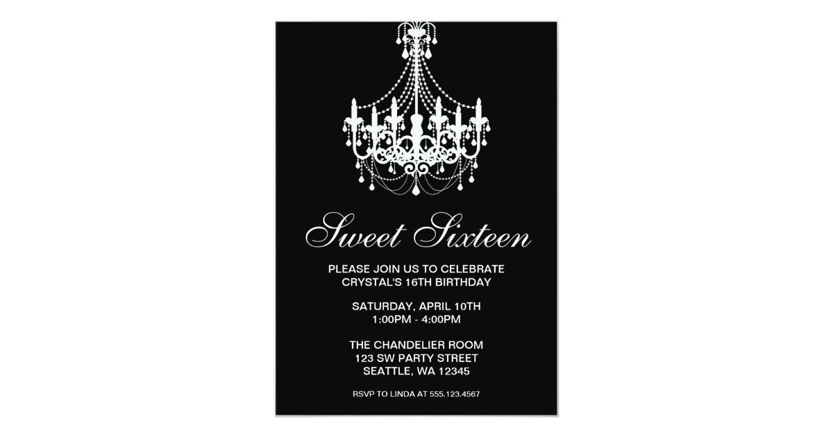 Invitation Anniversaire Noir Et Blanc De Sweet Sixteen De Zazzle Ca