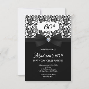 Invitation Anniversaire Noir Et Blanc Élégant