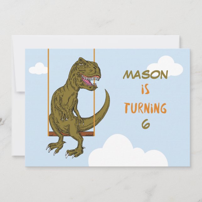 Invitation Anniversaire Nom personnalisé, âge Dinosaure perso (Devant)