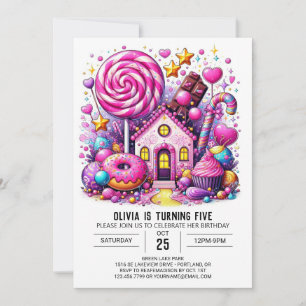 Invitation Anniversaire numérique Candyland personnalisé