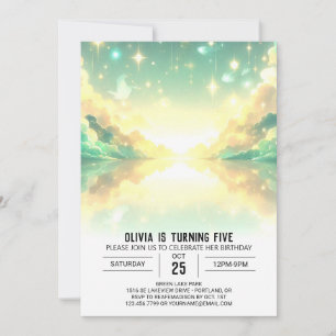 Invitation Anniversaire numérique céleste assez mignon