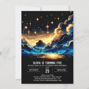 Invitation Anniversaire numérique céleste Whimsical