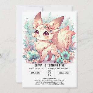 Invitation Anniversaire numérique Cute Fox personnalisé