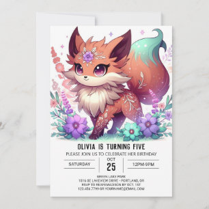Invitation Anniversaire numérique de Fox personnalisé