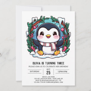 Invitation Anniversaire numérique de Pingouin chanté
