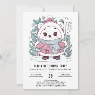 Invitation Anniversaire numérique Enchanted Winter Polar Bear