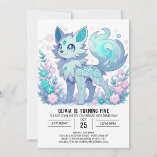 Invitation Anniversaire numérique magique enchantée Wolf