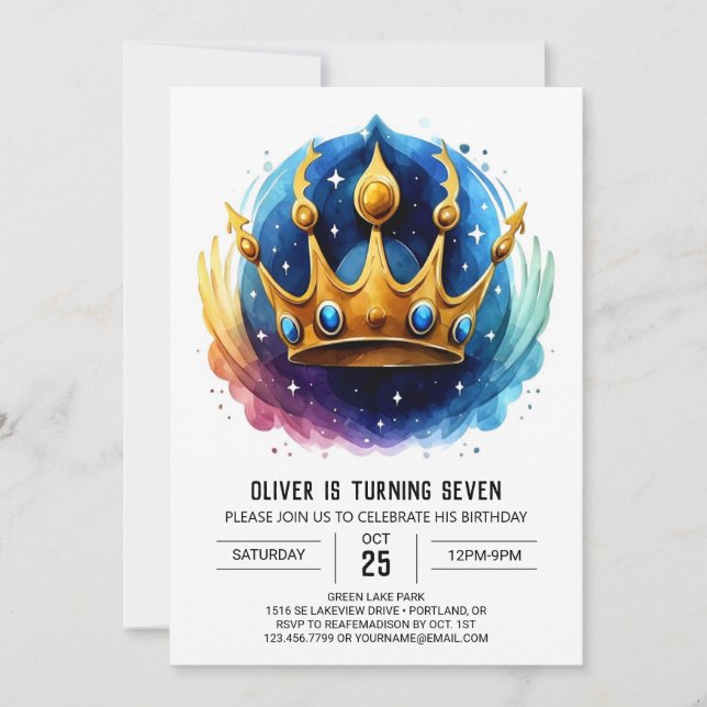 Invitation Anniversaire numérique Prince Blue (Devant)