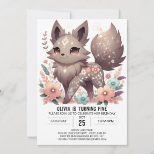 Invitation Anniversaire numérique simple Pastel Wolf