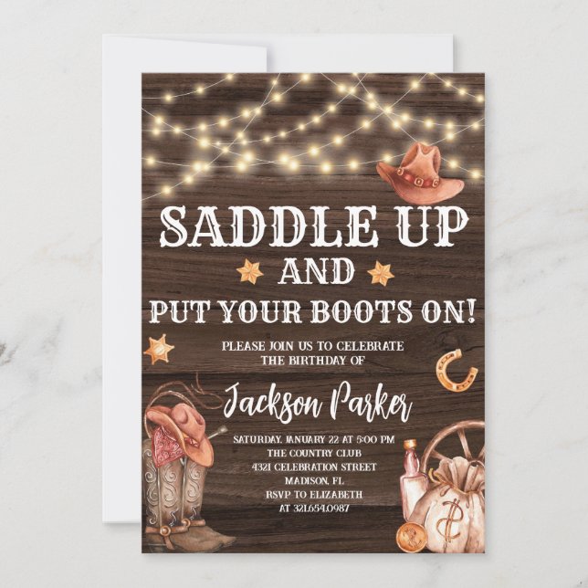 Invitation Anniversaire occidental Cowboy fête d'anniversaire (Devant)