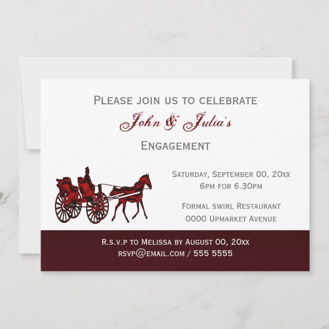 Invitation Anniversaire officiel du fiançailles de la calèche (Devant)
