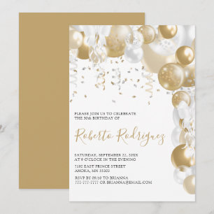 Invitation anniversaire or et blanc