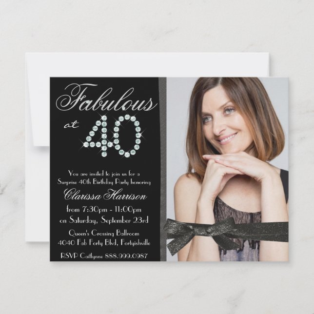 Invitation Anniversaire ouvrier de 40 photos de diamant (Devant)