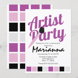 Invitation Anniversaire Palette de Fête d'Artiste 