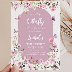Invitation Anniversaire Papillon Rose Violet