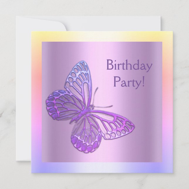 INVITATION ANNIVERSAIRE PAPILLON violet nouveau (Devant)