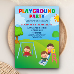 Invitation Anniversaire Parc pour Enfants Mignons 