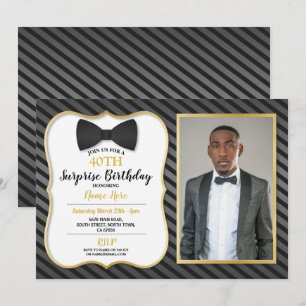 Invitation Anniversaire Partie Bowtie Black Cravate Hommes Fe
