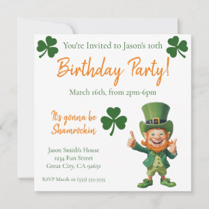 Invitation Anniversaire Party-Leprechaun