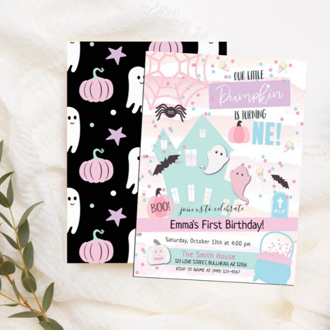 Invitation Anniversaire pastel de la petite citrouille pour s (Créateur téléchargé)