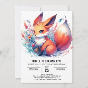 Invitation Anniversaire Pastel Fox personnalisé
