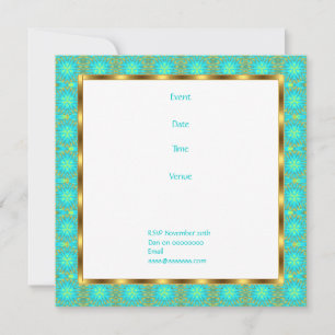 Invitation Anniversaire Patchwork Aqua et Or
