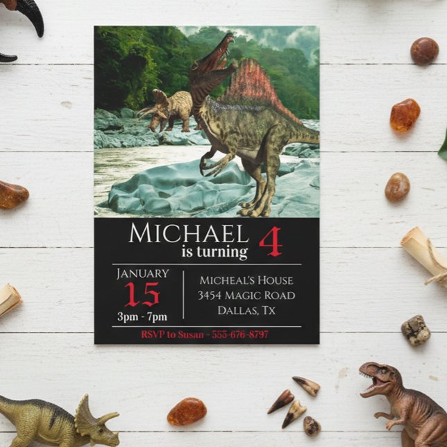 Invitation anniversaire paysage de Spinosaurus din (Créateur téléchargé)