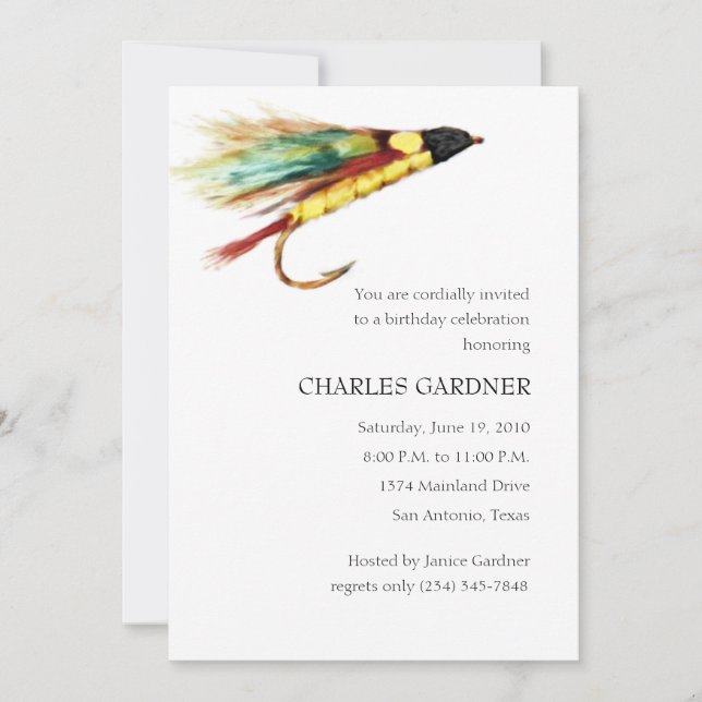 Invitation Anniversaire Pêche à la mouche (Devant)