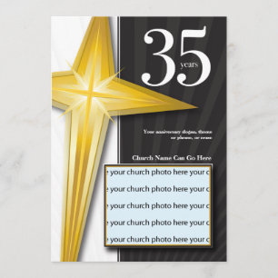 Invitation Anniversaire personnalisable d'église de 35 ans